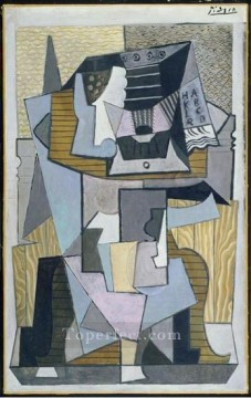 The pedestal table 1919 Pablo Picasso Oil Paintings